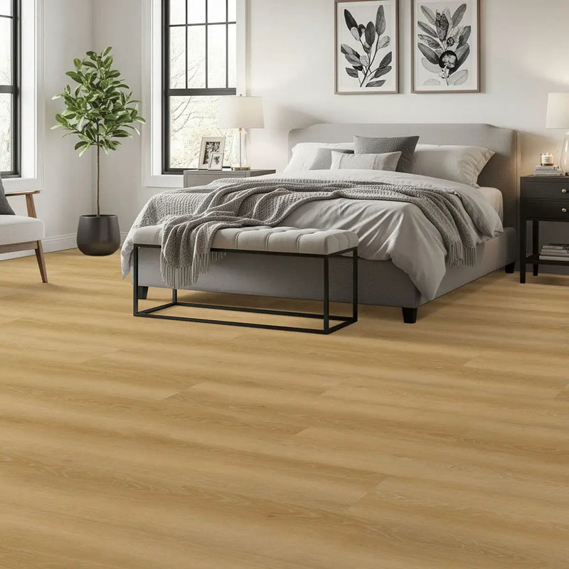 Kallum Valleyview Grove Matte Wood Look Lvt Planks 9x48 in a finished room