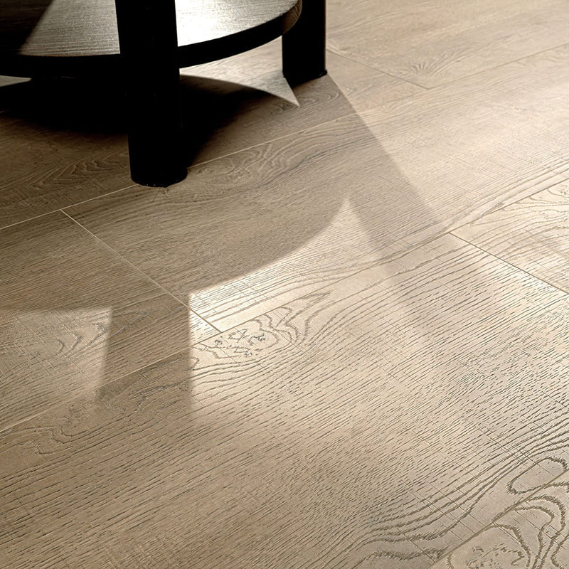 Shorecliffs Brundinson Wood Semi Gloss Quarter Round Look Rigid Core Moldings 0.64x0.75 in a finished room