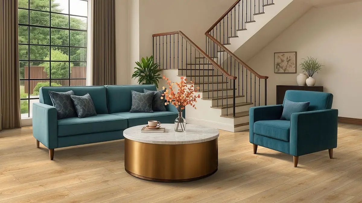 Smithcliffs Cloudland Matte Wood Look Rigid Core Planks 7x50 in a finished room