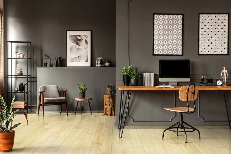 Smithcliffs Glenbury Oak Matte Wood Look Rigid Core Planks 7.7x48 in a finished room