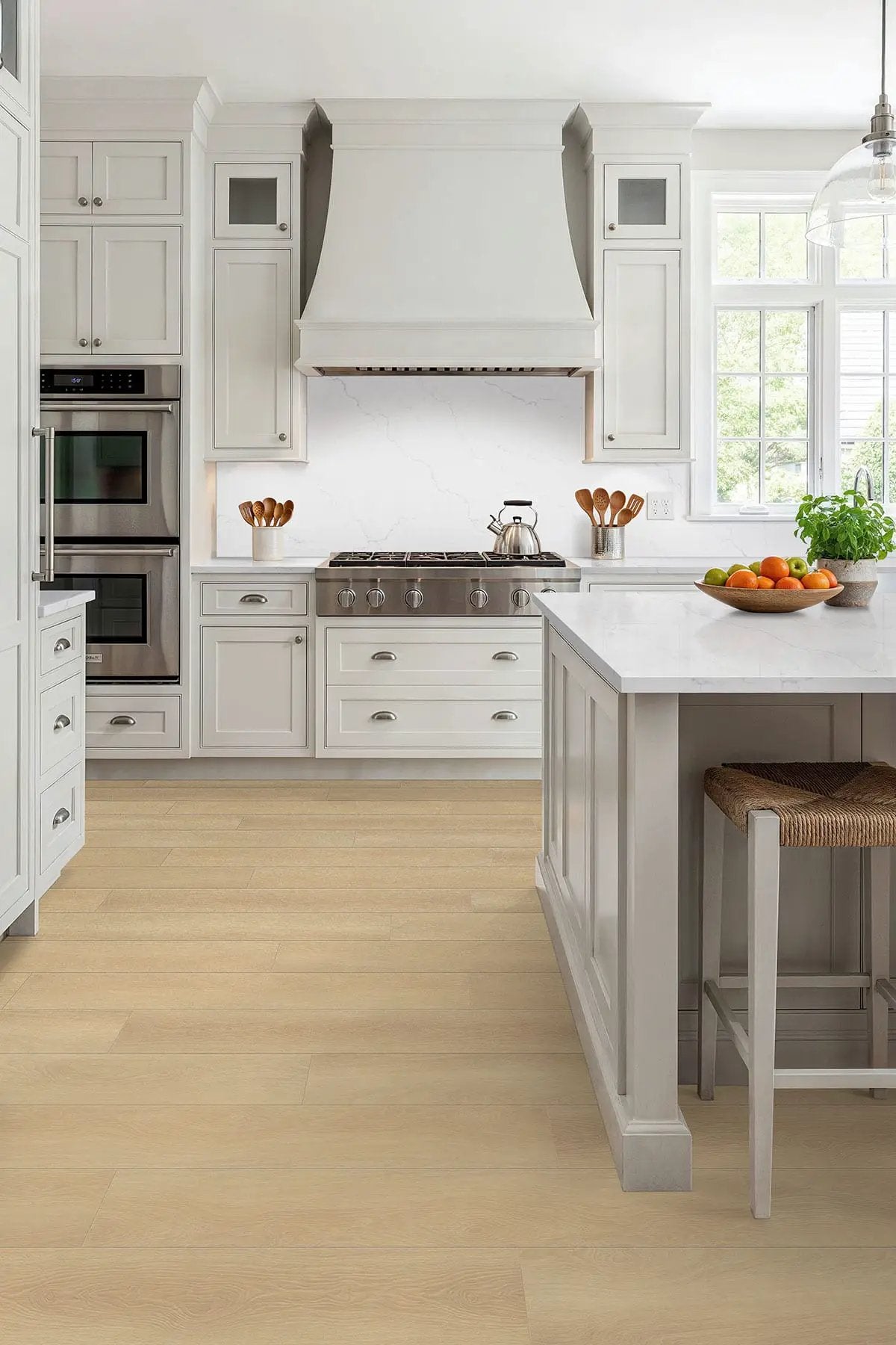 Shorecliffs Houston Trail Matte Wood Look Rigid Core Planks 9x87 in a finished room