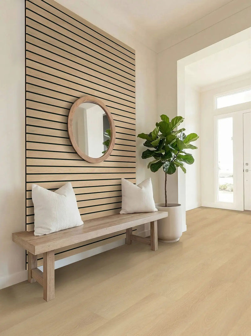 Shorecliffs Houston Trail Semi Gloss Overlap Stair Nose Wood Look Rigid Core Moldings 2.23x1.03 in a finished room