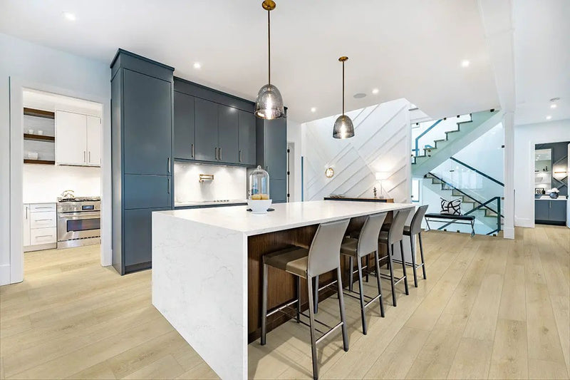 Smithcliffs Lanston Oak Matte Wood Look Rigid Core Planks 7.7x48 in a finished room