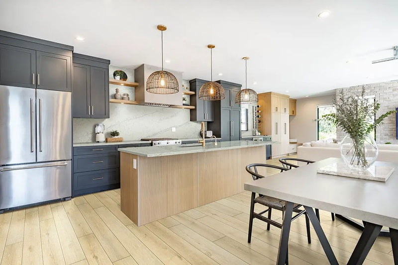 Smithcliffs Lanston Oak Matte Wood Look Rigid Core Planks 7.7x48 in a finished room