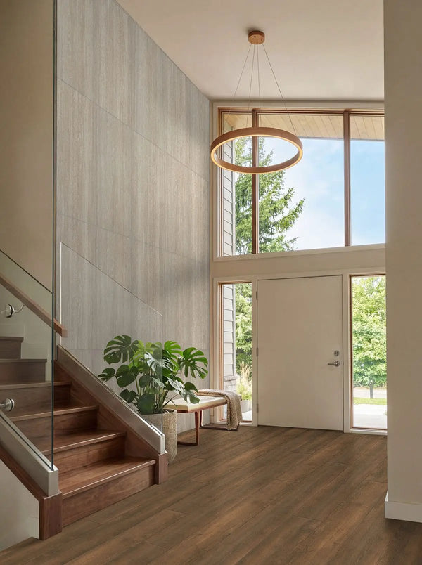 Shorecliffs Roghan Matte Wood Look Rigid Core Planks 9x87 in a finished room