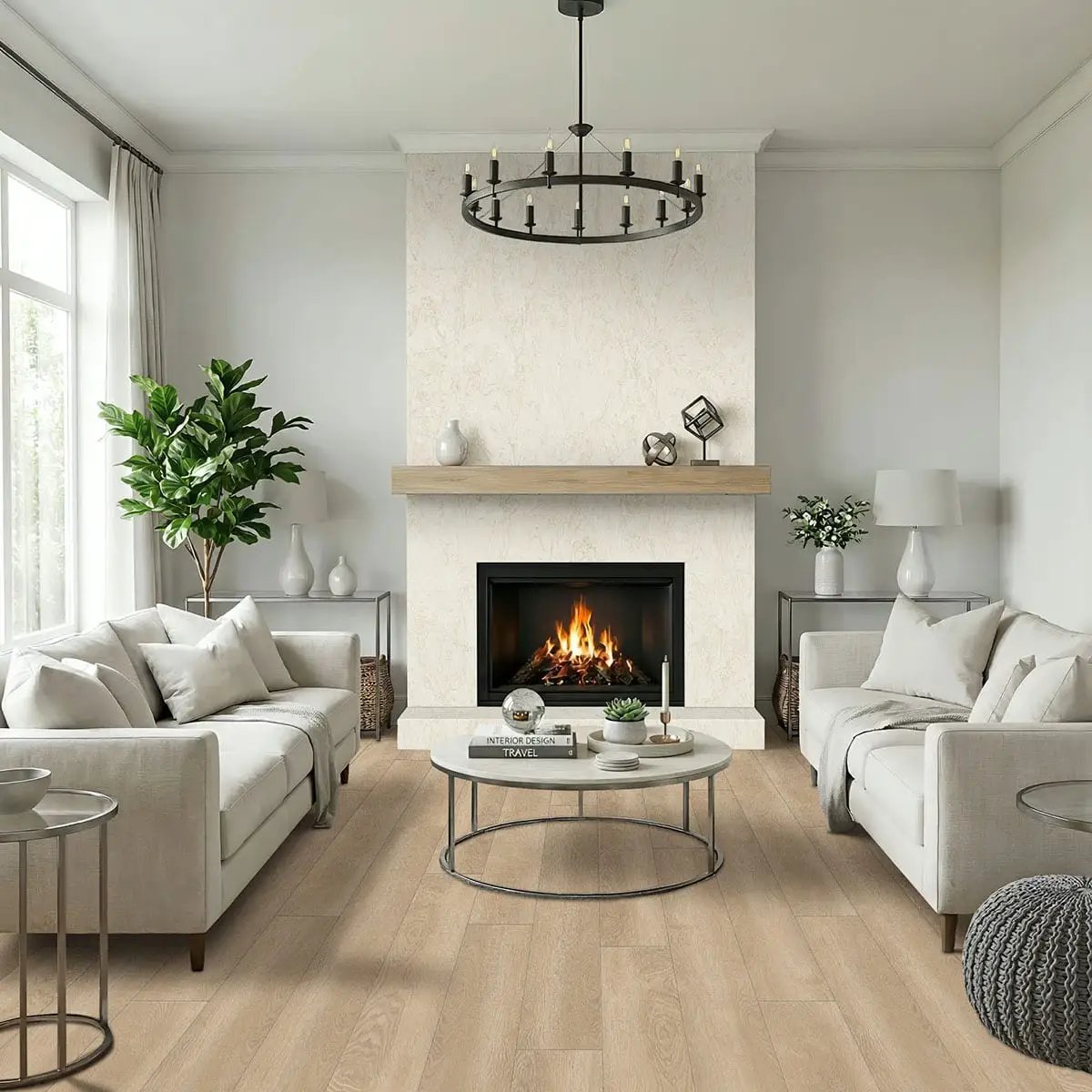 Shorecliffs Schertz Oaks Matte Wood Look Rigid Core Planks 9x87 in a finished room