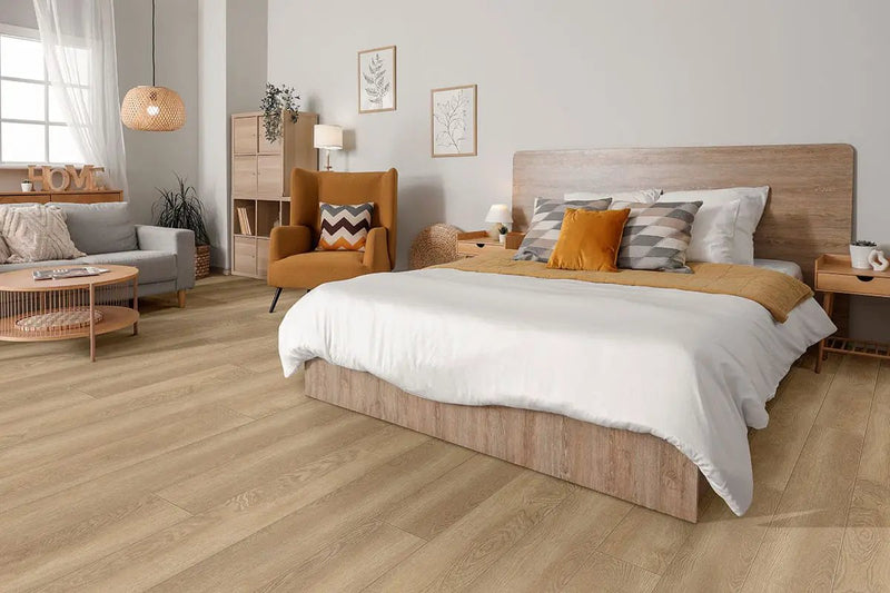 Shorecliffs Schertz Oaks Semi Gloss Wood Look Rigid Core Moldings 12x1.25 0.18 inch in a finished room