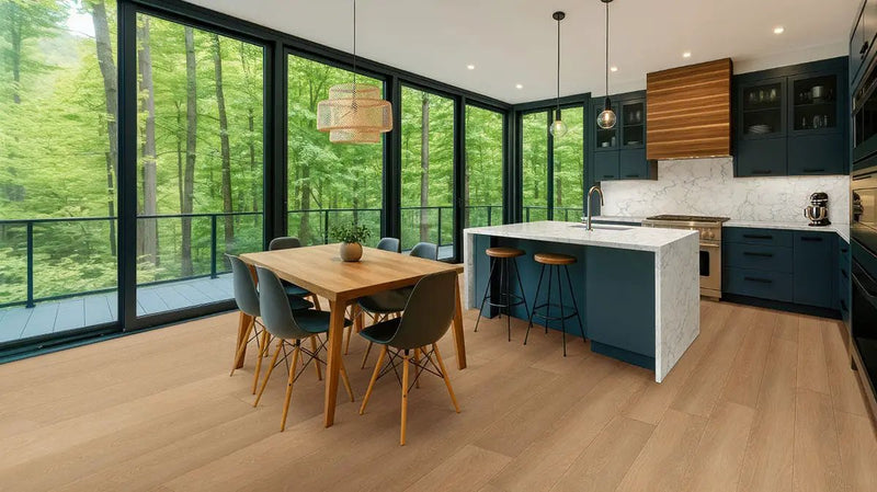 Shorecliffs Wallingford Blonde Semi Gloss Wood Look Rigid Core Moldings 12x1.25 0.18 inch in a finished room