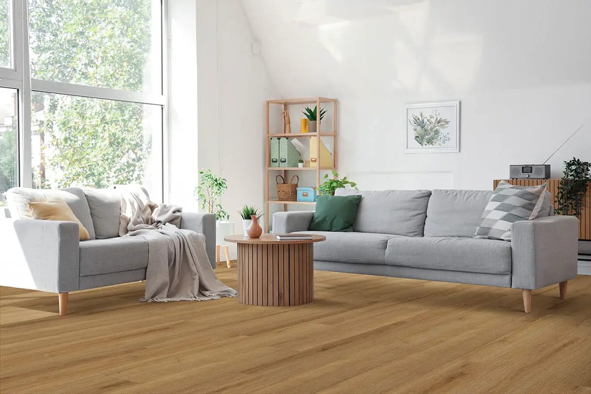Cyrus 2.0 Amber Forrester Matte Wood Look Lvt Planks 7x48 in a finished room