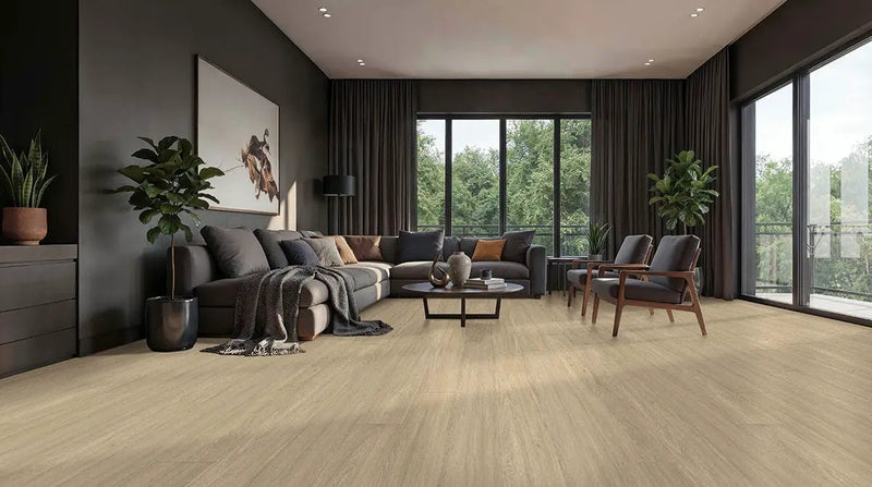 Wayne Parc Andaz Semi Gloss Stair Riser Wood Look Lvt Moldings 1.59x0.18 in a finished room