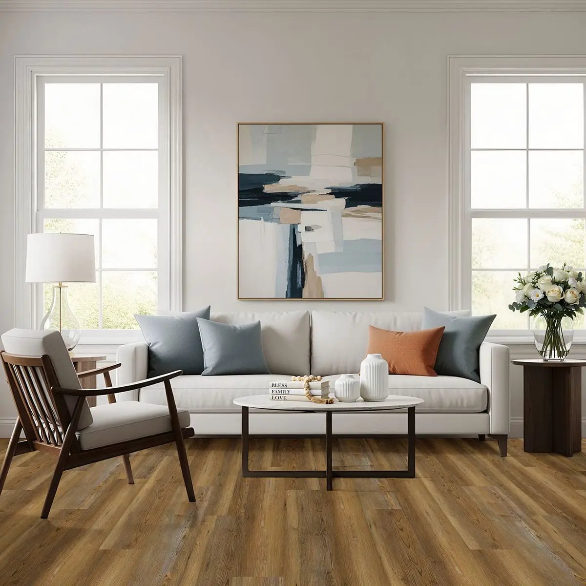 Cyrus Barnstorm Matte Wood Look Lvt Planks 7x48 in a finished room