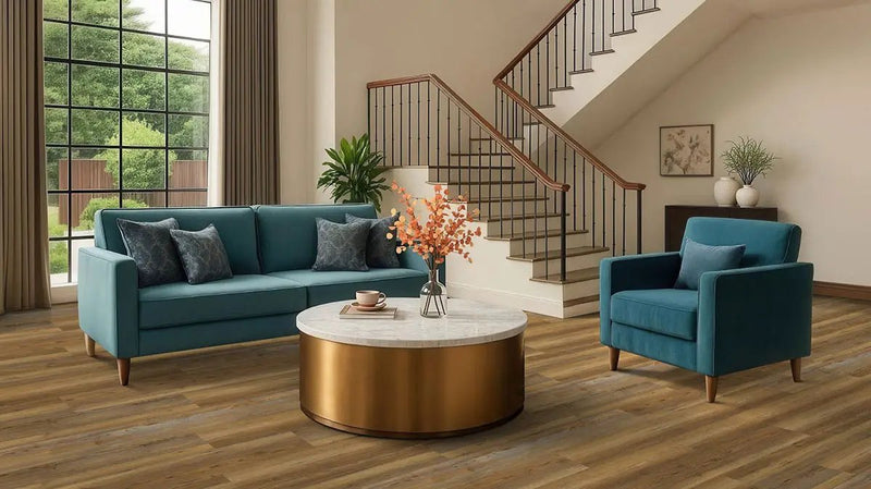 Cyrus 2.0 Barnstorm Semi Gloss Stair Riser Wood Look Lvt Moldings 1.77x0.345 in a finished room