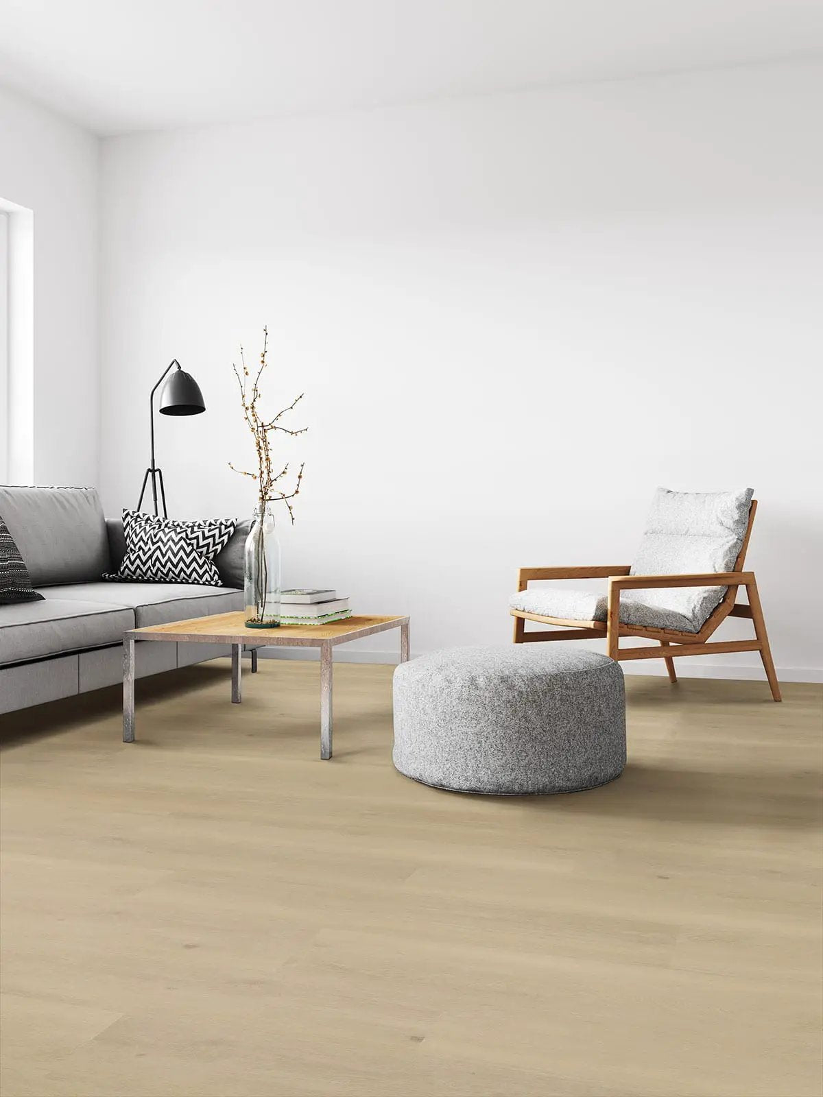 Ashton 2.0 Benton Blonde Semi Gloss Quarter Round Wood Look Lvt Moldings 0.64x0.75 in a finished room