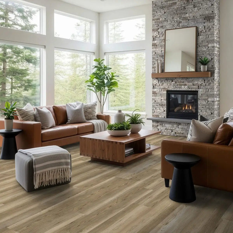 Cyrus 2.0 Brookings Semi Gloss Flush Stair Nose Wood Look Lvt Moldings 2.75x0.75 in a finished room