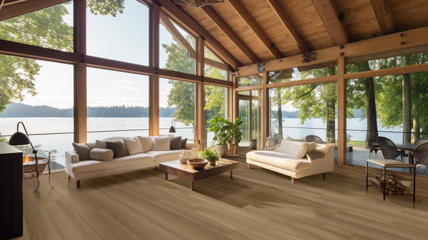 Laurel Reserve Cabana Matte Wood Look Lvt Planks 9x48 in a finished room