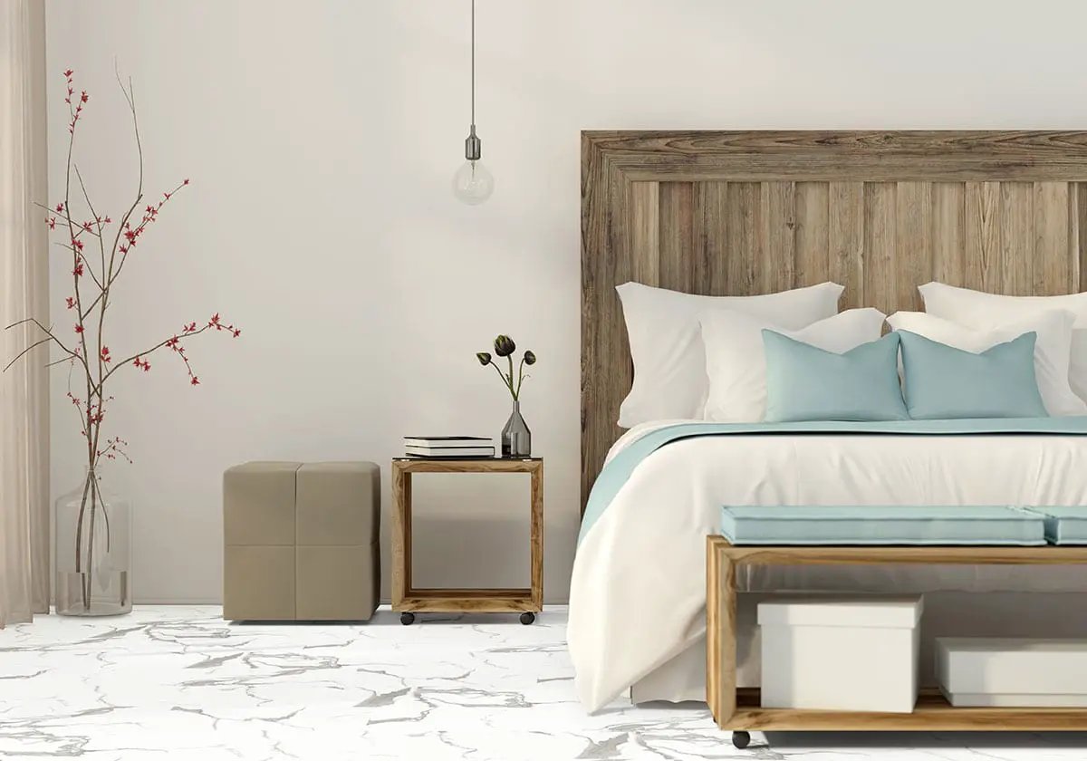 Trecento Calacatta Marbello Lvt Tiles 12x24 in a finished room