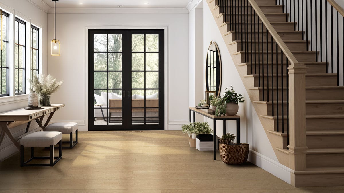 Laurel Coastal Cottage Semi Gloss Wood Look Lvt Moldings 1.5x0.529 in a finished room