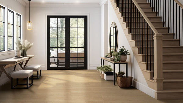 Laurel Coastal Cottage Semi Gloss Overlap Stair Nose Wood Look Lvt Moldings 2.23x1.03 in a finished room