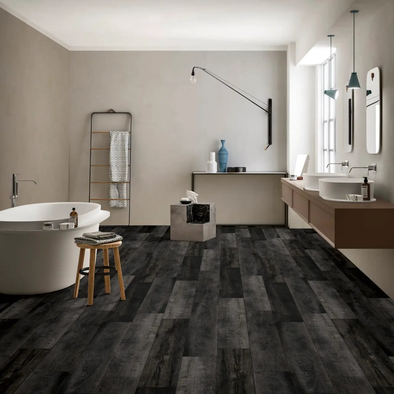 Andover Dakworth Semi Gloss Flush Stair Nose End Cap Wood Look Lvt Moldings 2.75x0.75 in a finished room