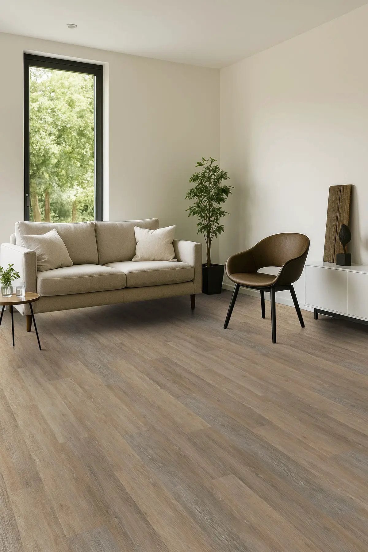 Cyrus 2.0 Dulles Tails Matte Wood Look Lvt Planks 7x48 in a finished room
