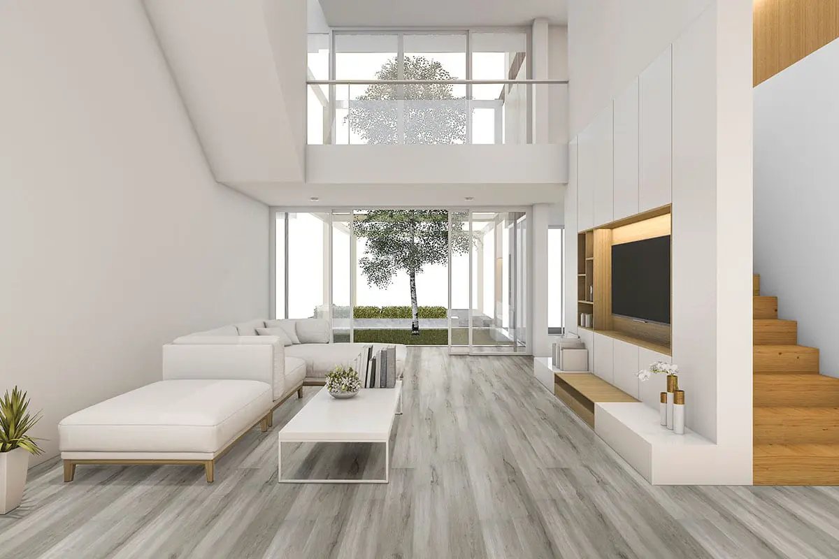 Cyrus Dunite Oak Semi Gloss Stair Riser Wood Look Lvt Moldings 1.77x0.345 in a finished room