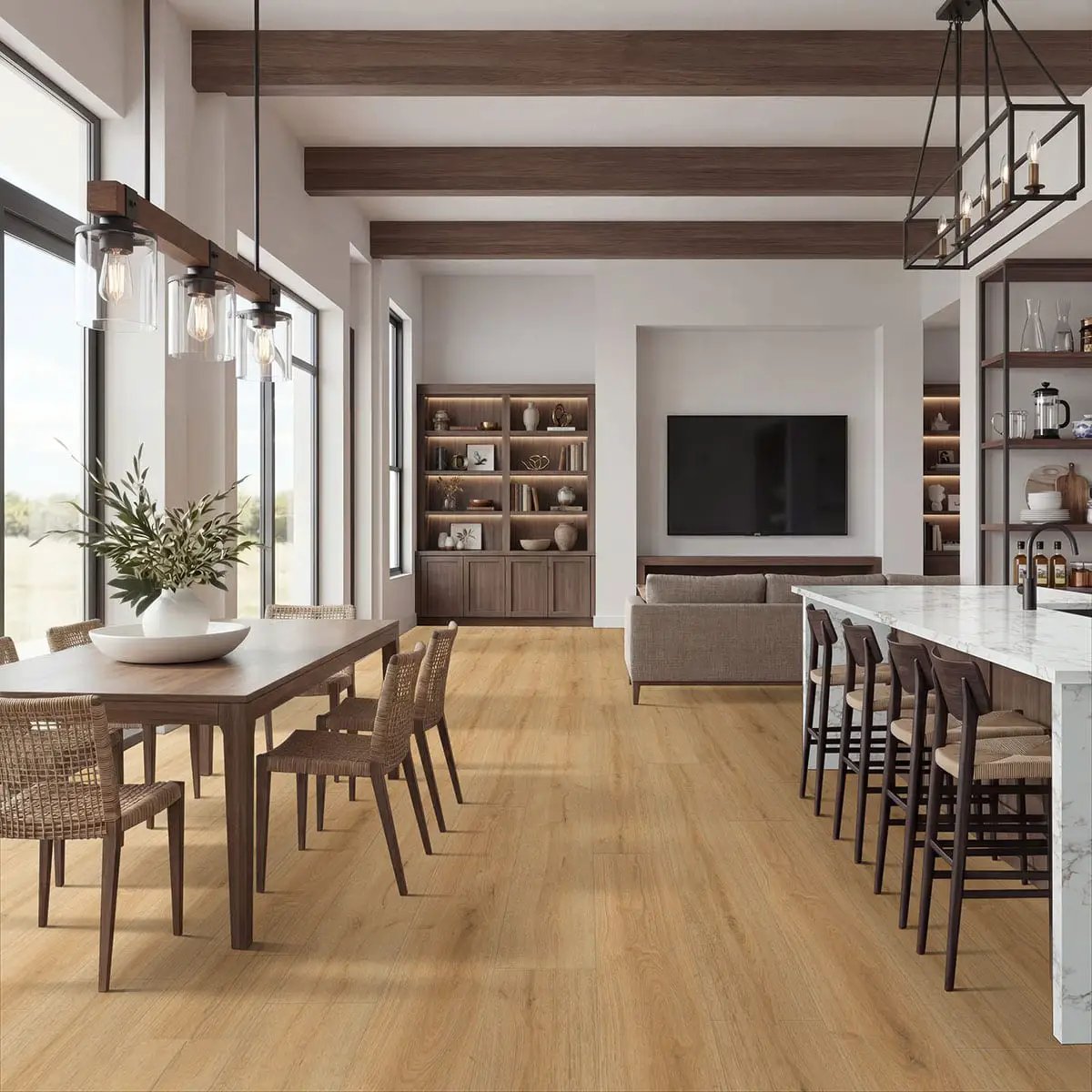 Wayne Parc Elwood Semi Gloss Quarter Round Wood Look Lvt Moldings 0.64x0.75 in a finished room
