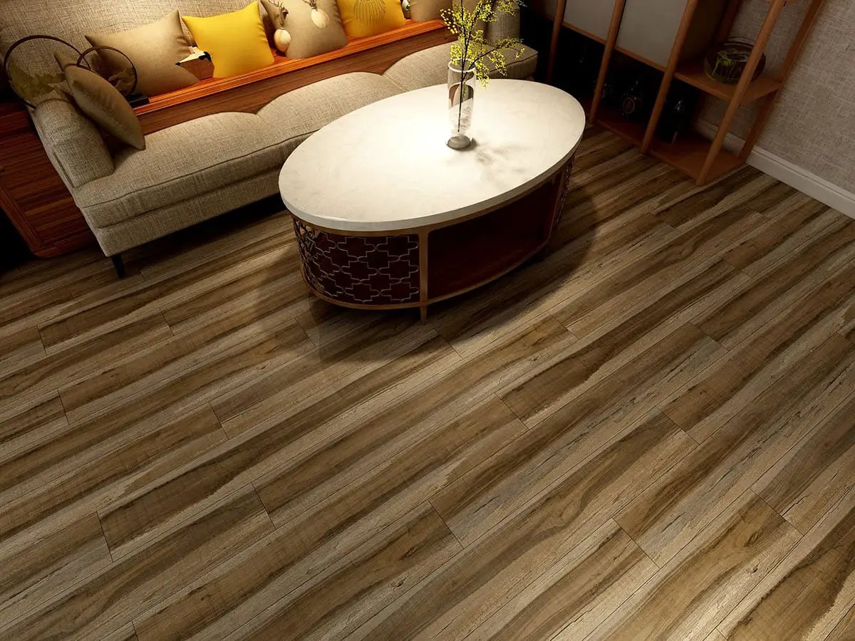 Cyrus Exotika Semi Gloss Quarter Round Wood Look Lvt Moldings 0.64x0.75 in a finished room