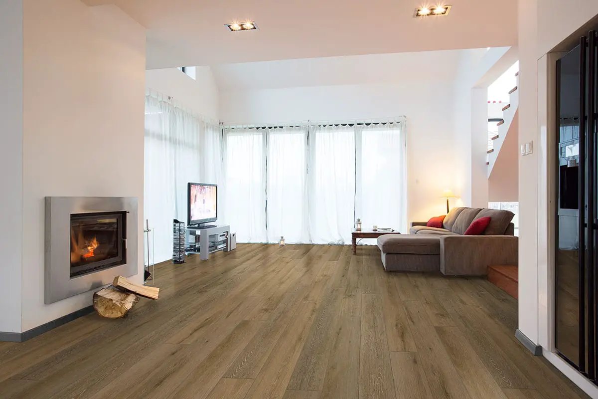 Andover Hatfield Semi Gloss Quarter Round Wood Look Lvt Moldings 0.64x0.75 in a finished room