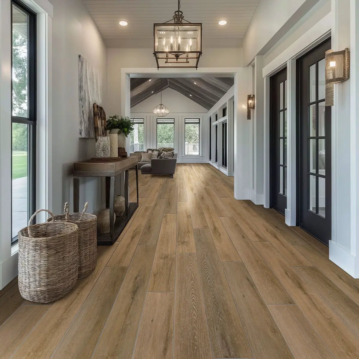 Andover Hatfield Semi Gloss Stair Riser Wood Look Lvt Moldings 1.77x0.345 in a finished room
