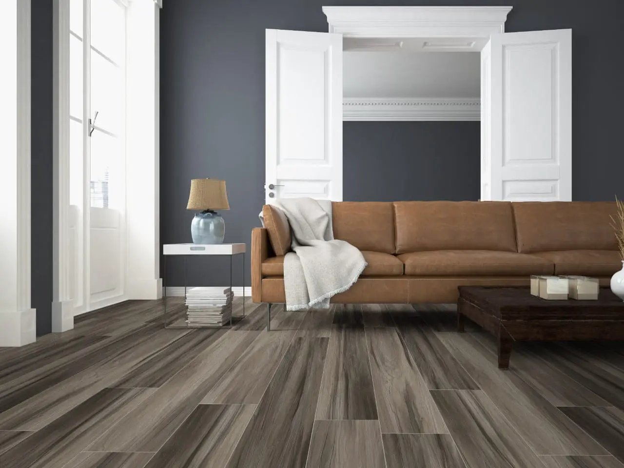 Cyrus Jenta Semi Gloss Flush Stair Nose End Cap Wood Look Lvt Moldings 2.75x0.75 in a finished room