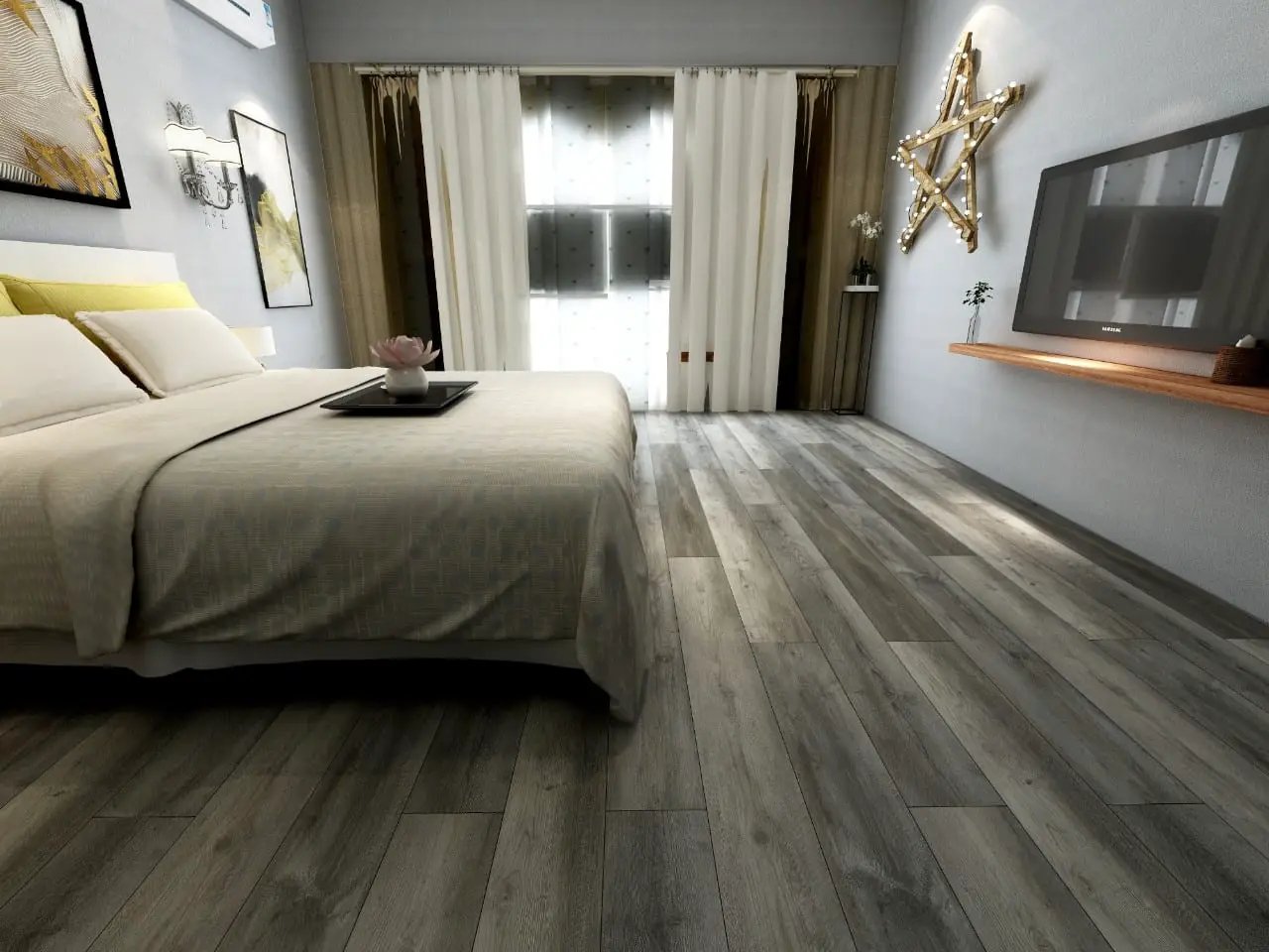 Prescott Katella Ash Matte Lvt Planks 7x48 in a finished room