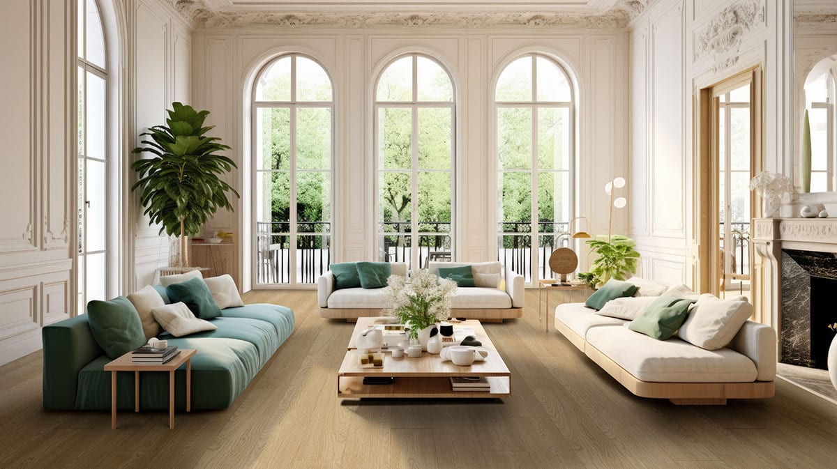 Laurel Reserve Linen Loggia Matte Wood Look Lvt Planks 9x48 in a finished room