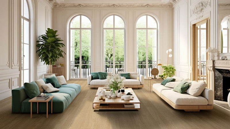 Laurel Reserve Linen Loggia Matte Wood Look Lvt Planks 9x48 in a finished room