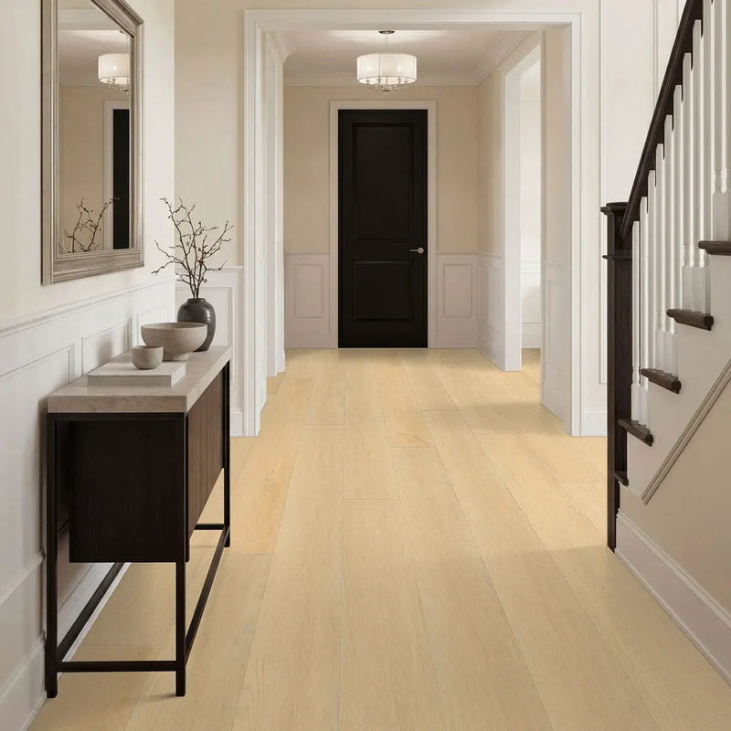 Wayne Parc Mellshire Semi Gloss Quarter Round Wood Look Lvt Moldings 0.64x0.75 in a finished room