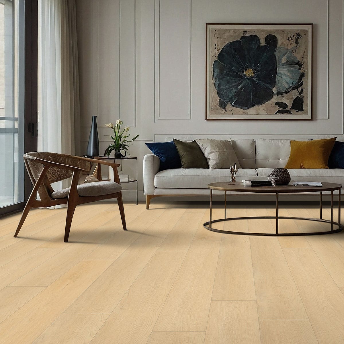 Wayne Parc Reserve Mellshire Matte Wood Look Lvt Planks 9x72 in a finished room