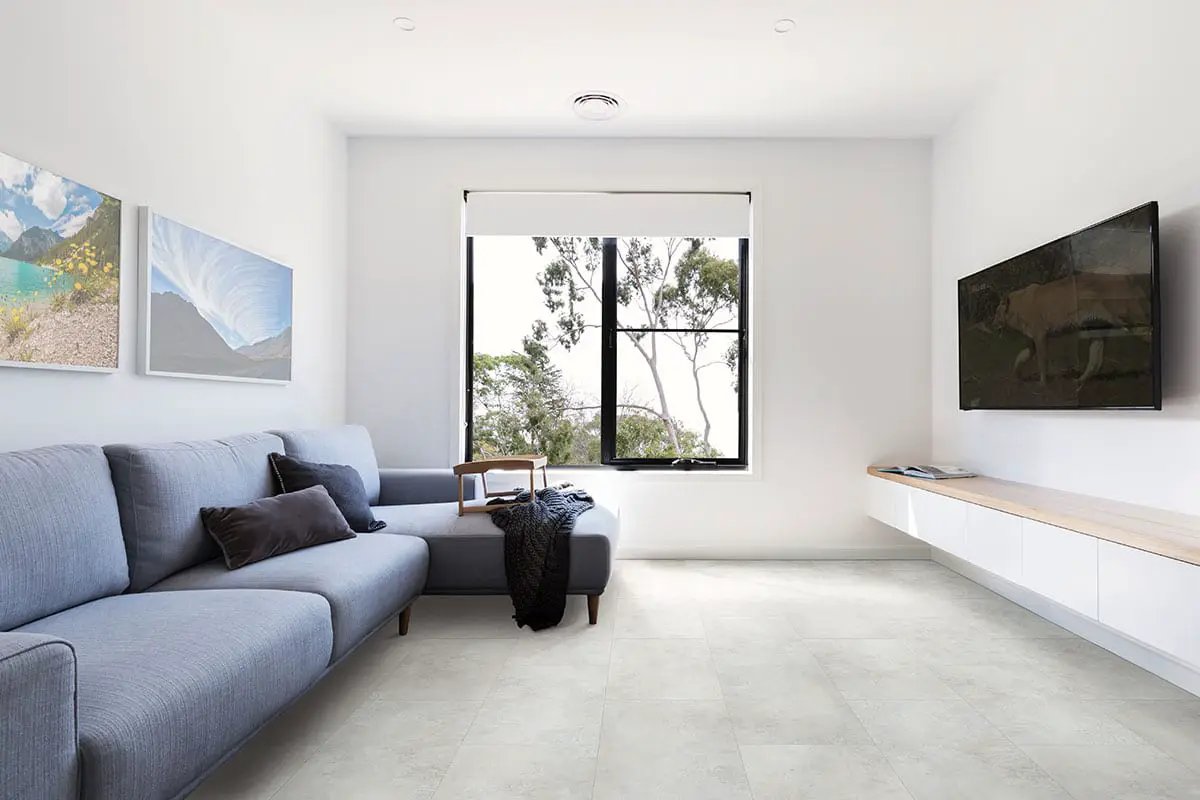 Trecento Mountains Gray Semi Gloss Quarter Round Lvt Moldings 0.64x0.75 in a finished room