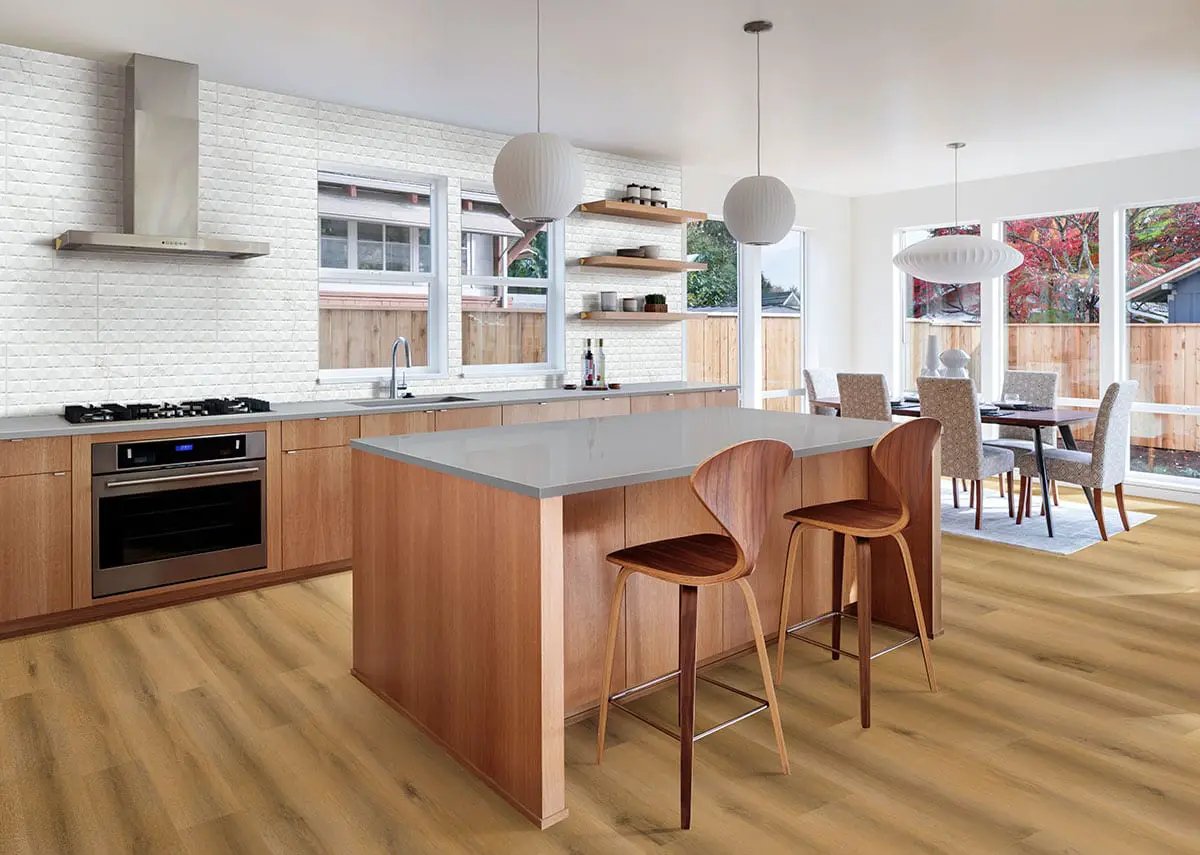 Laurel Scandi Matte Wood Look Lvt Planks 9x48 in a finished room