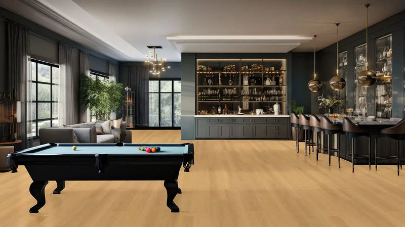 Laurel Selbourne Matte Wood Look Lvt Planks 9x48 in a finished room