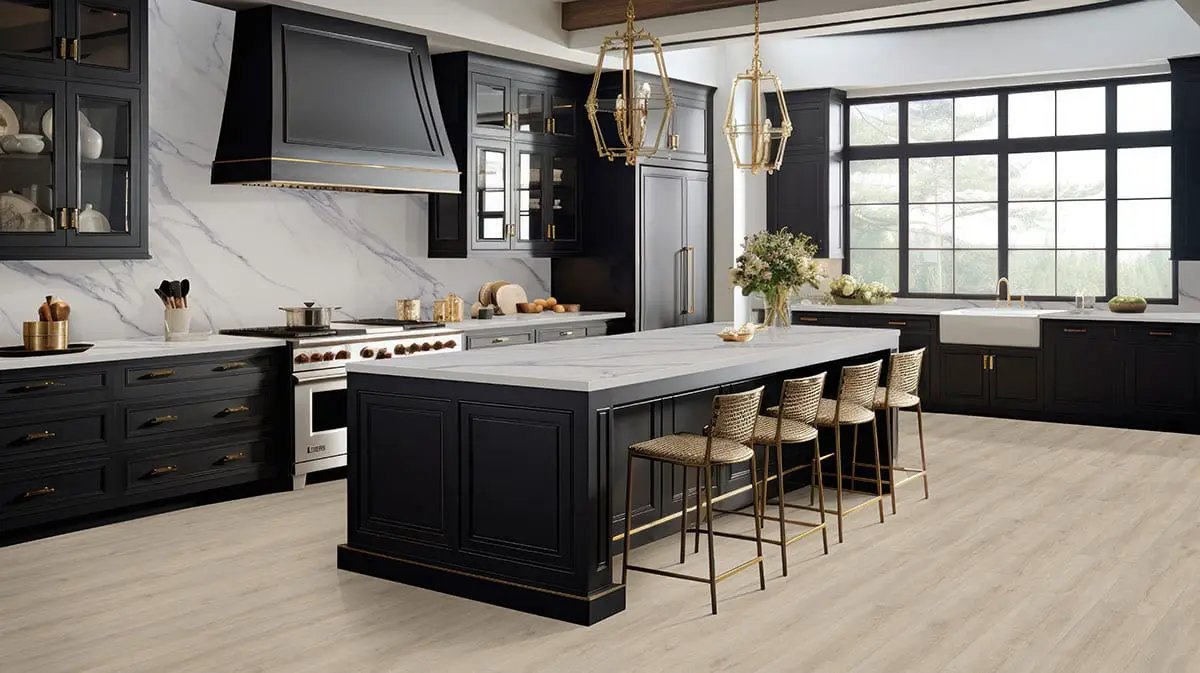 Laurel Shasta Grove Semi Gloss Quarter Round Wood Look Lvt Moldings 0.64x0.75 in a finished room