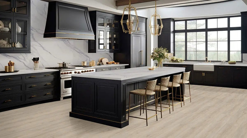 Laurel Shasta Grove Semi Gloss Quarter Round Wood Look Lvt Moldings 0.64x0.75 in a finished room