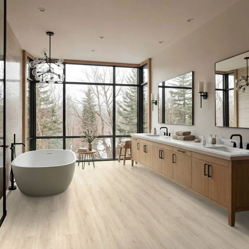 Laurel Reserve Shasta Grove Matte Wood Look Lvt Planks 9x48 in a finished room