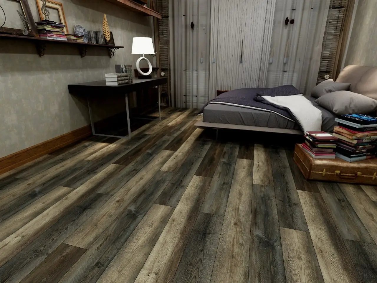 Cyrus Stable Semi Gloss Quarter Round Wood Look Lvt Moldings 0.64x0.75 in a finished room