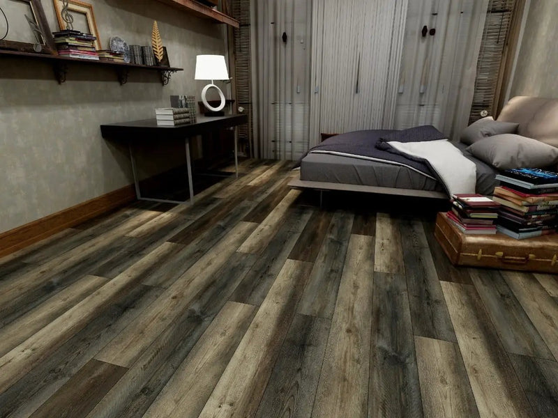 Cyrus Stable Semi Gloss Quarter Round Wood Look Lvt Moldings 0.64x0.75 in a finished room