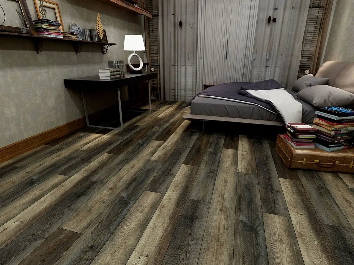 Cyrus Stable Semi Gloss End Cap Wood Look Lvt Moldings 1.5x0.25 in a finished room