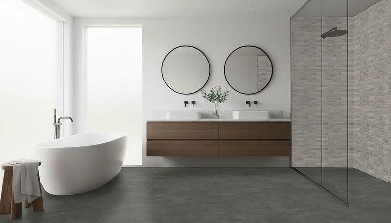 Trecento Stormbound Stone Look Lvt Tiles 12x24 in a finished room