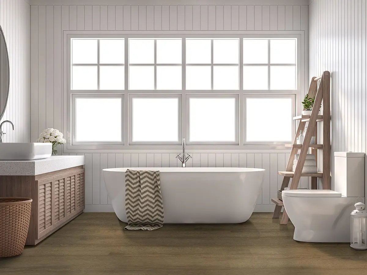 Ashton 2.0 Sunnyset Matte Wood Look Lvt Planks 7x48 in a finished room