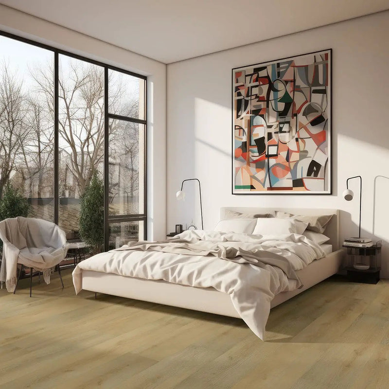 Laurel Tranquilla Semi Gloss End Cap Wood Look Lvt Moldings 1.5x0.25 in a finished room