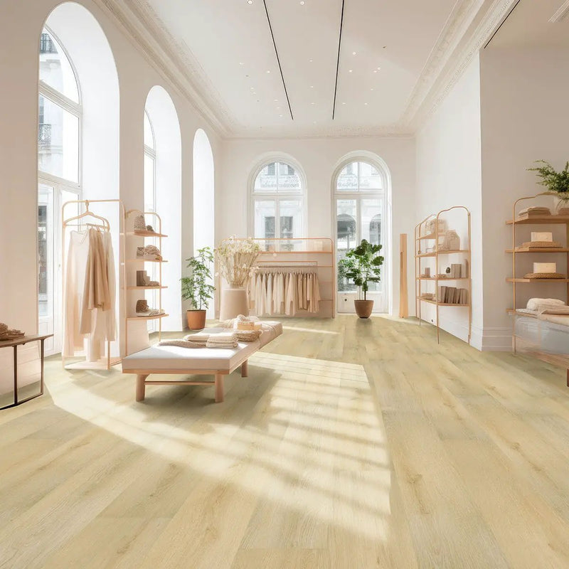 Laurel Reserve Tranquilla Matte Wood Look Lvt Planks 9x48 in a finished room