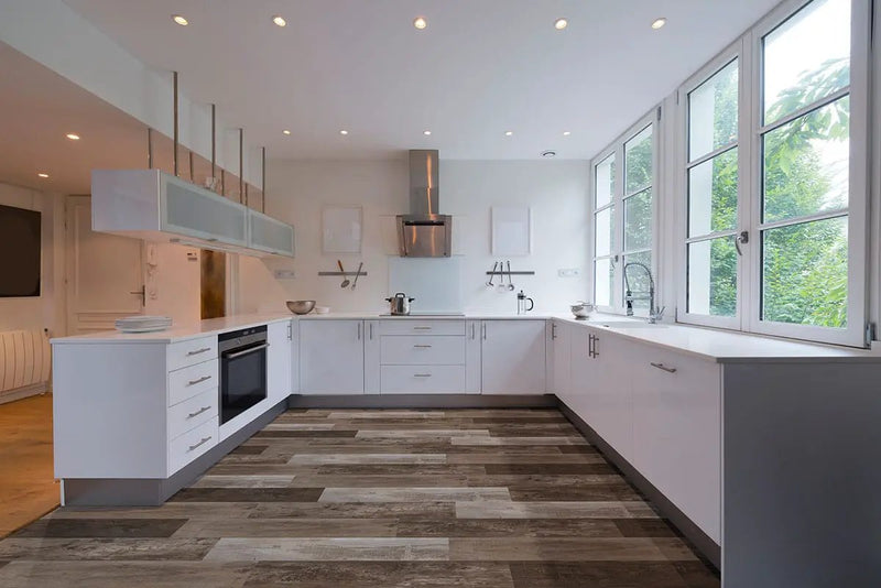 Cyrus Weathered Brina Semi Gloss Wood Look Lvt Moldings 12x1.25 in a finished room