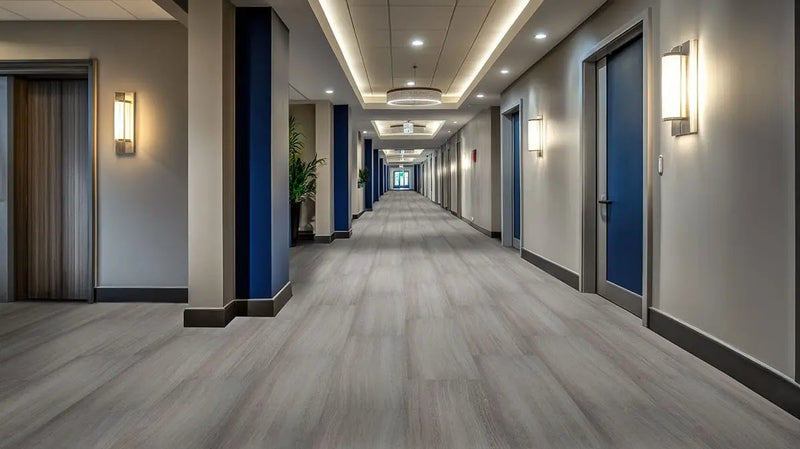 Trecento White Ocean Lvt Tiles 12x24 in a finished room